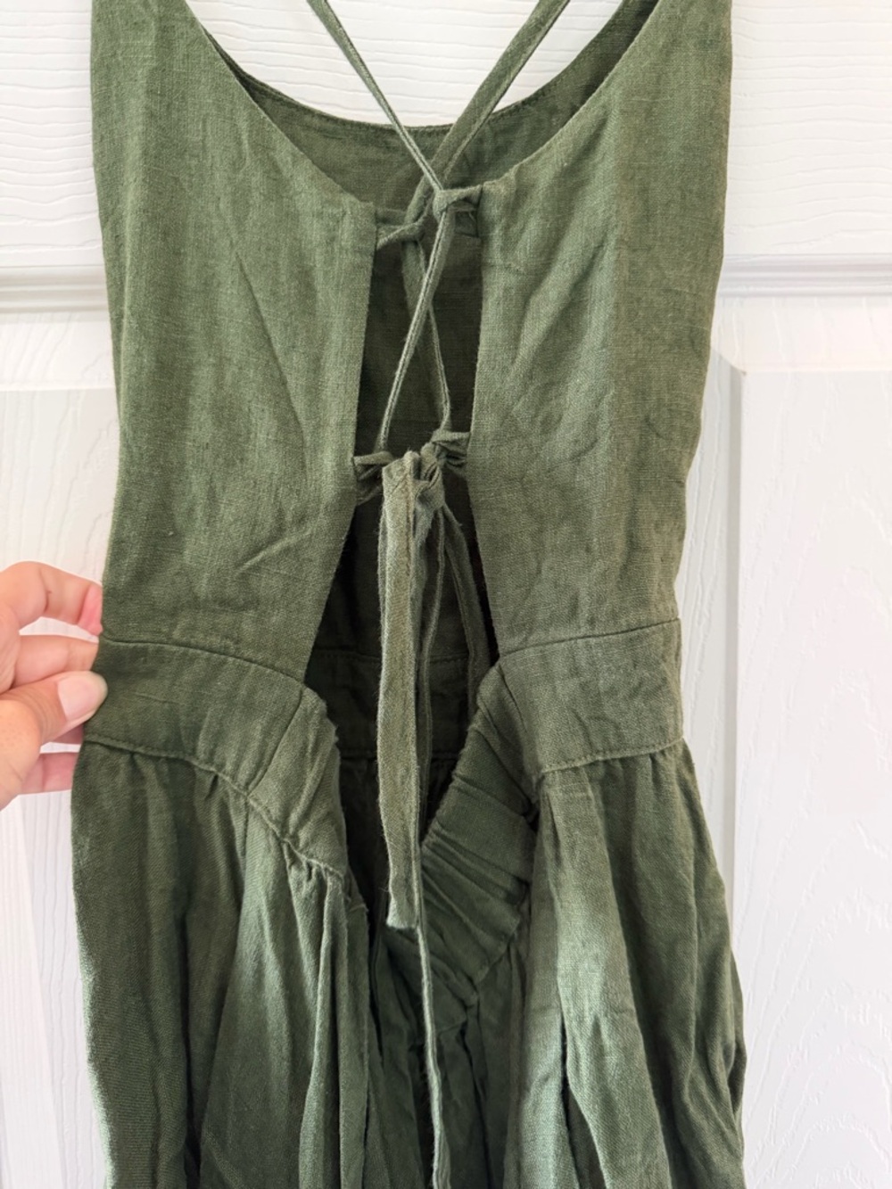 MANTAIKOIAI forest Green Linen dress - Picture 7 of 11